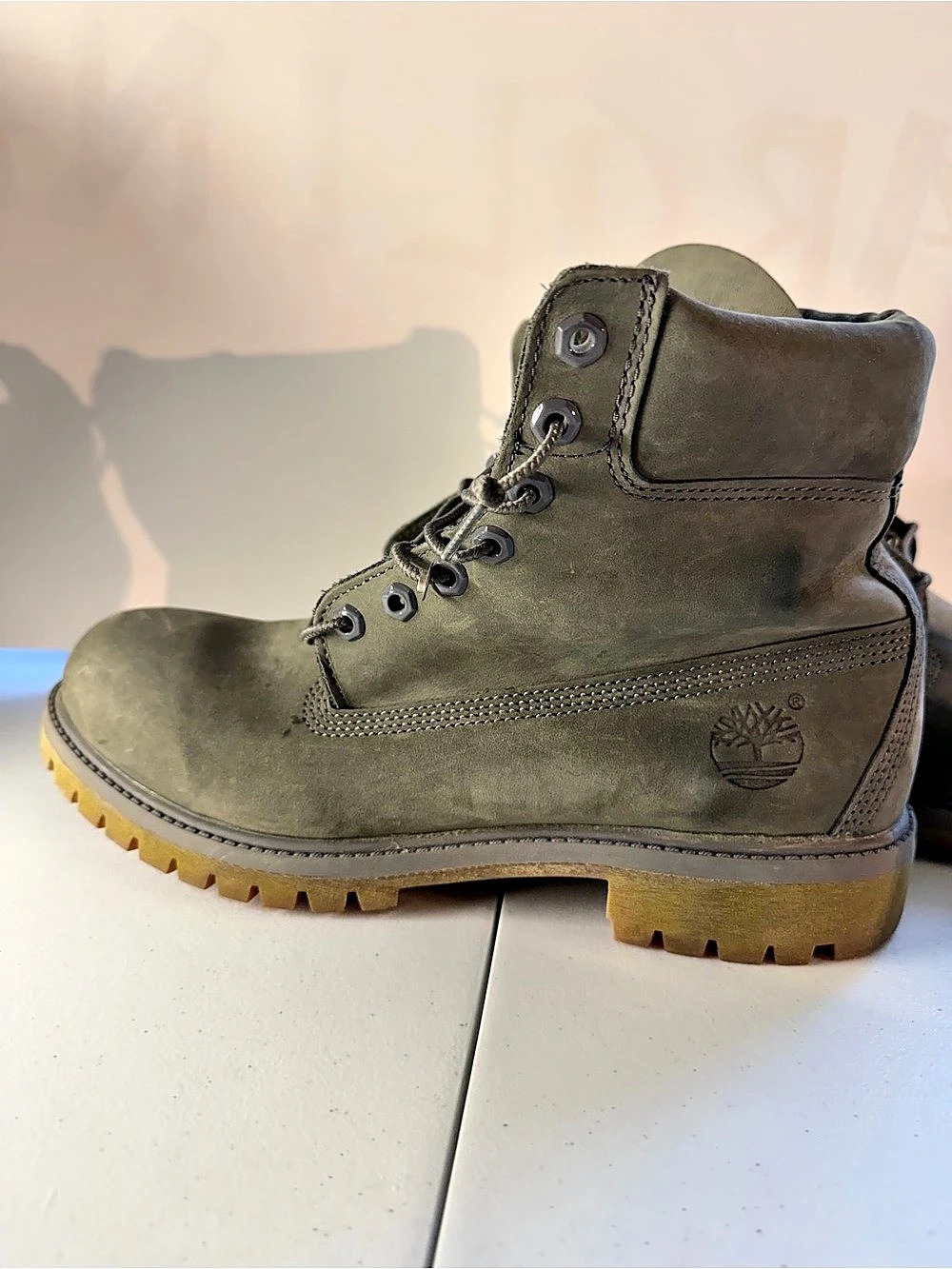 Timberland Premium 6" Waterproof Boots Grey Nubuck Insulated Men's 9.5 M A114K